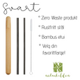 Sugerør-sett med bambusetui - SVART
