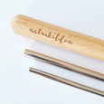 Sugerør-sett med bambusetui - SØLV